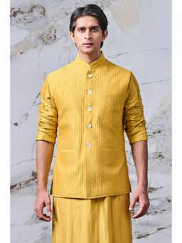 TASVA - Yellow All Over Textured Nehru Jacket
