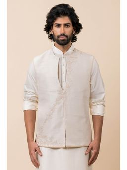 TASVA - Ivory Open Neck Embroidered Nehru Jacket
