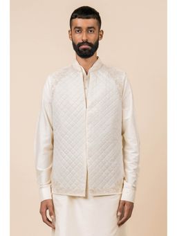 TASVA - Ivory Quilted Modern Style Nehru Jacket