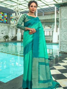 Odette - Teal Festive Art Silk Saree with Unstitched Blouse