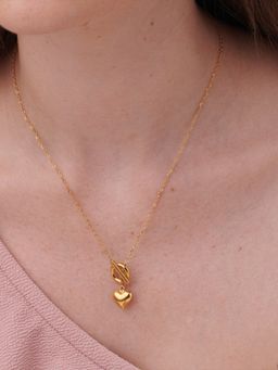 Palmonas - 18K Gold Plated Ridge Heart T - Bar Necklace for Women