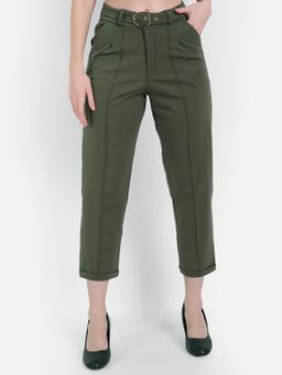 BROADSTAR - Women High-Rise Stretchable Grey Color Regular Fit Tapered Trouser