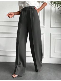 BROADSTAR - Women High-Rise Stretchable Dark Grey Color Trouser