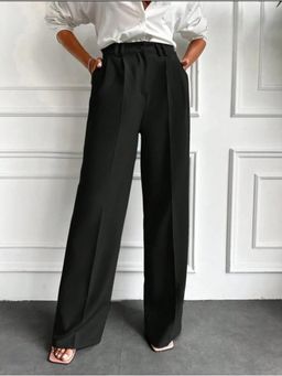 BROADSTAR - Women High-Rise Stretchable Black Color Trouser