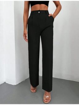 BROADSTAR - Women High-Rise Stretchable Black Color Comfort Fit Formal Trouser