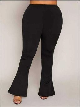 BROADSTAR - Women High-Rise Stretchable Black Color Bell Bottom Trouser