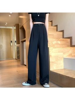 BROADSTAR - Women High-Rise Stretchable Black Color Trouser
