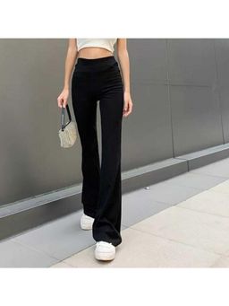 BROADSTAR - Women High-Rise Stretchable Black Color Flared Fit Bootcut Trouser