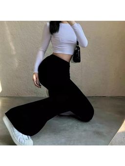 BROADSTAR - Women High-Rise Stretchable Black Color Trouser