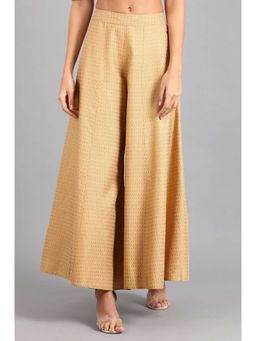 W - Beige Solid Woven Culottes