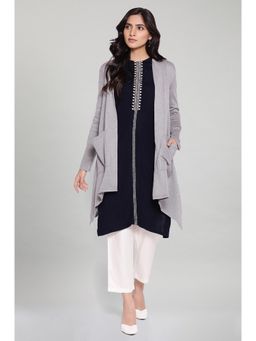 W - Silver Circular Flared Cardigan
