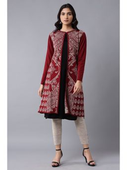 W - Red Jaquard Cardigan