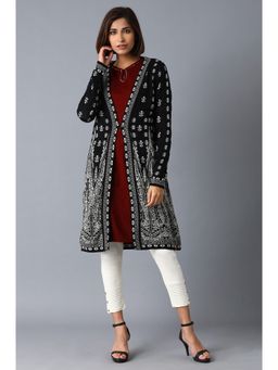 W - Black Reversible Jacquard Cardigan