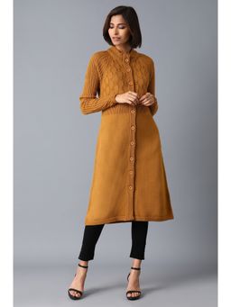 W - Mustard Reglan Sleeves Cardigan