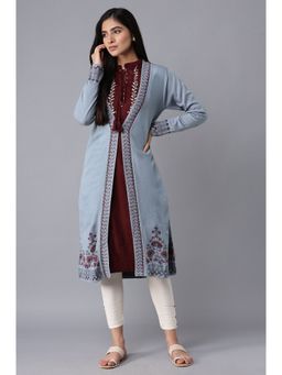 W - Blue Front Open Cardigan