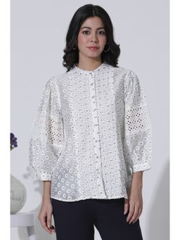 W - Schiffli Button Down Western Top