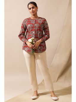 Folksong - Red Shirt In Floral Print