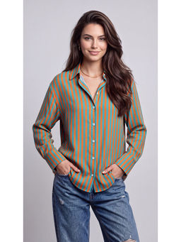 Twenty Dresses by Nykaa Fashion - Multi Poly Crepe Printed Striped Shirt