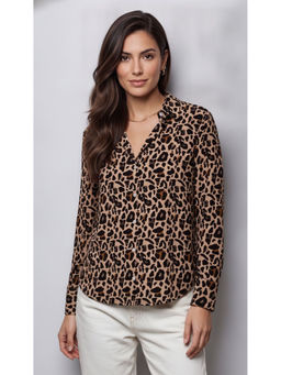 Twenty Dresses by Nykaa Fashion - Cream & Black Poly Crepe Animal Printed Shirt