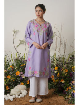 HOUSE OF KARI - Kashirmir Aari Work Long Kurta - Lavender