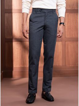 Andamen - Men Semi Casual Melange Cotton Regular Fit Grey Trouser