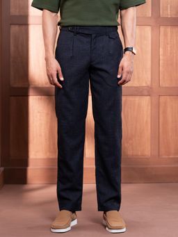 Andamen - Men Casual Dobby Cotton Regular Fit Blue Trouser