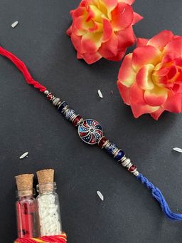 Digital Dress Room - Beautiful Designer Rakhi Round Tibetan Crystal Beads Thread Rakhi