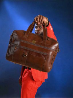 Ya Qalbi - Premium Pure Leather Unisex Messenger Bag With Detachable Strap - Brown