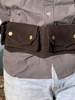 Ya Qalbi - Leather Waist Utility Belt Bag - Brown