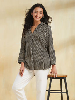 Fabindia - Black Viscose Collar Neck Tunic