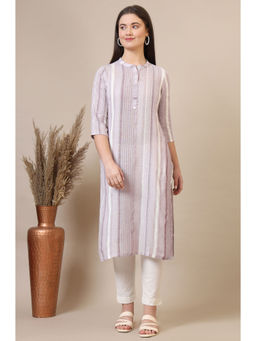 Aurelia - Pink Rayon Blend Mandarin Neck Kurta
