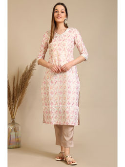 Aurelia - White Pure Cotton V-Neck Kurta