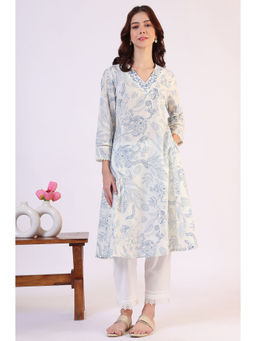 W - Pure Cotton V-Neck Kurta