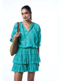 TERRA LUNA - Belle Khadi Blue Mini Dress