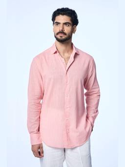 TERRA LUNA - Harrison Ls Khadi Coral Shirt