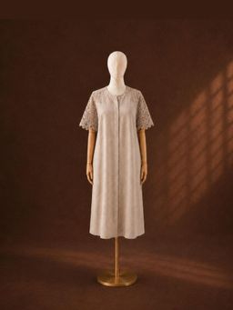 Vaaya - Beige Pure Hemp And Lace Dress