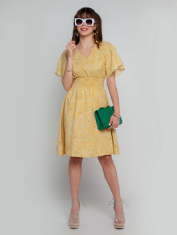 Zink London - Women's Mustard Floral Mini Dress