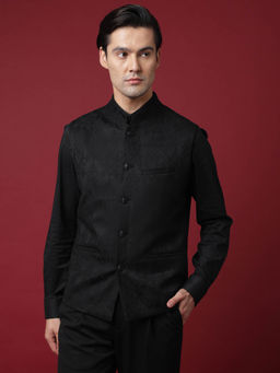 Rare Rabbit - Corti Primary Black Solid Bandhgala