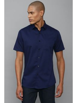 Allen Solly - Men Navy Slim Fit Solid Half Sleeves Casual Shirts