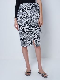 Cover Story - Black Animal Print Wrap Skirt