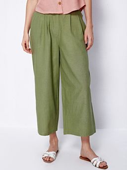 Cover Story - Green Solid Wide Culottes
