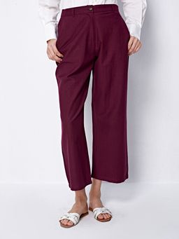 Cover Story - Wine Wide Solid Trousers
