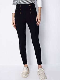 Cover Story - Black Solid Slim Fit Leggings