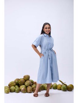 RUIAAN - Blue Breeze Midi Dress with Belt