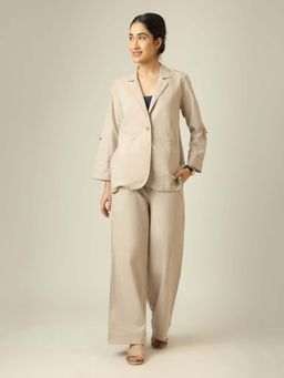 Saltpetre - Beige Women Linen Co-Ord Set