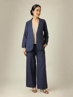 Saltpetre - Navy Blue Women Linen Co-Ord Set