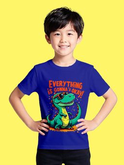 Nusyl - Boy Royal Blue Dinosaur and Everything is gonna okay Printed T-shirt