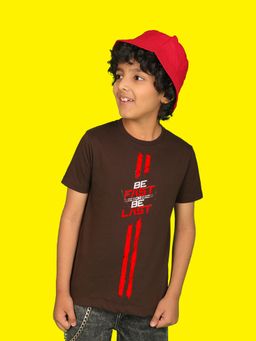 Nusyl - Boy Brown Be Fast or Be Last Printed T-shirt