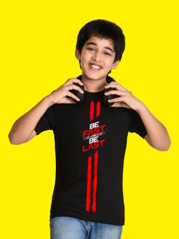 Nusyl - Boy Black Be Fast or Be Last Printed T-shirt