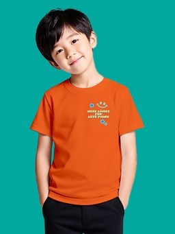 Nusyl - Boy Orange Cute Monster Printed T-shirt